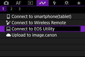 เมนูกล้อง — เชื่อมต่อกับ EOS Utility