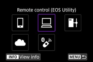 Camera — Remote control (EOS Utility) selected